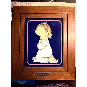 Vintage A Childs Prayers Goebel Hummelwerk Glass Picture Wood Frame